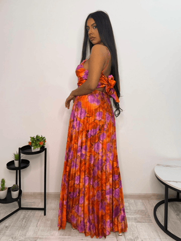 Rochie plisata Sunset Orchid